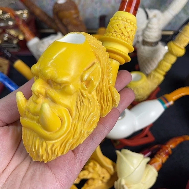 海泡石烟斗超大号凯南兽人雕刻