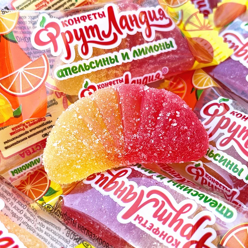 俄罗斯进口slavyanka橘子味软糖果汁水果橡皮糖qq糖儿童喜糖老式