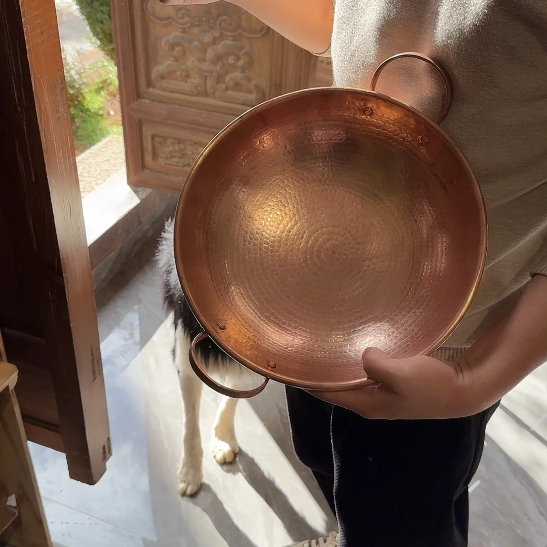 紫铜双耳炒锅一个