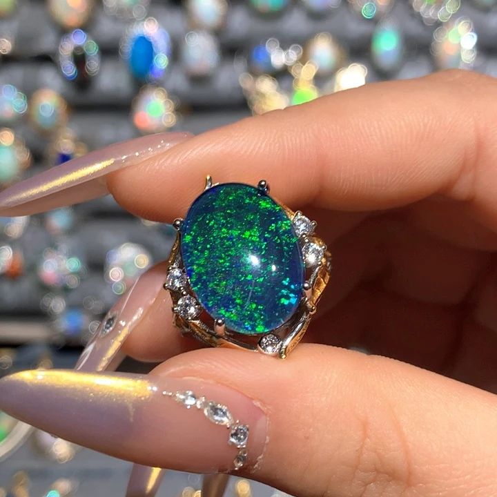 欧泊欧泊戒指t银S925镶嵌