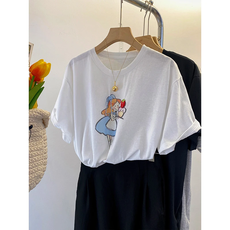 宽松休闲t恤女2025新款夏季薄款韩版小众别致设计感胖mm大码