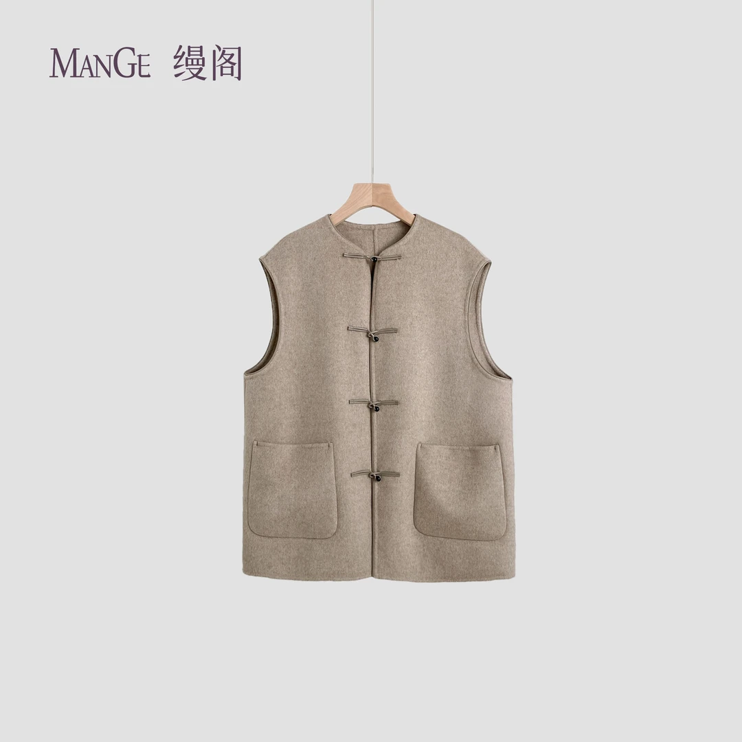 MANGE缦阁 100%山羊绒 简约优雅新中式 无袖圆领马甲上衣