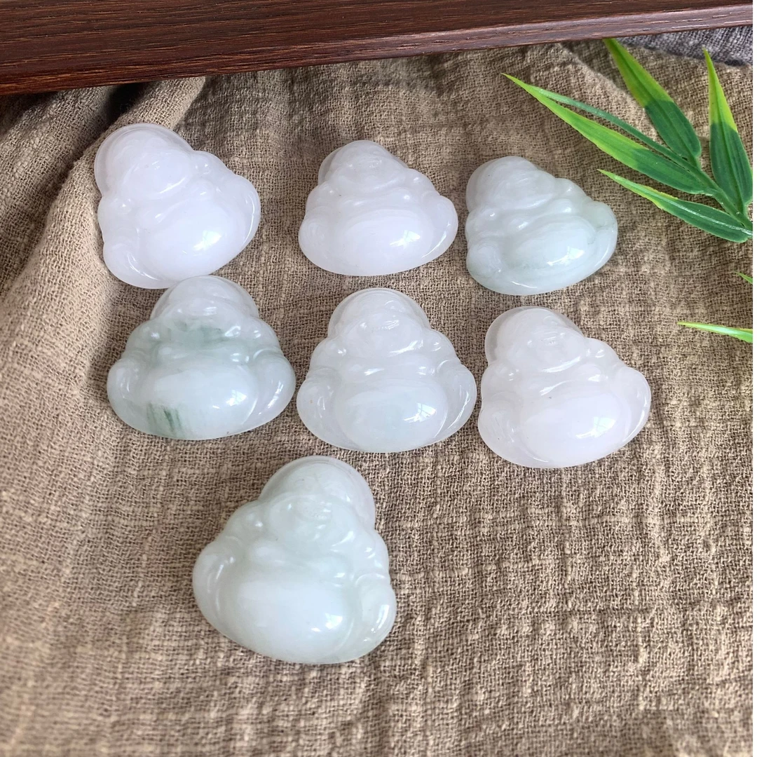 金丝玉天山翠高冰透双面小号精美佛公（拍一发一）