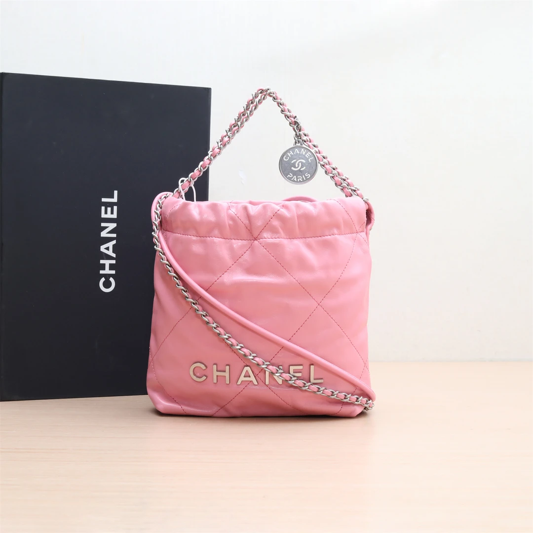 99新 Chanel/香奈儿 活动双双 22Bag Tote托特包 Mini 20cm 皮革C