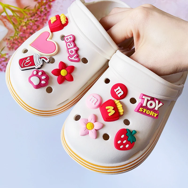 适配crocs卡骆驰洞洞鞋配饰多巴胺卡通儿童男女鞋花汉堡薯条装饰