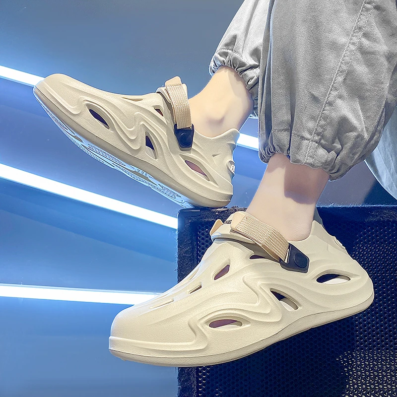 子洞洞鞋男款夏季厚底踩屎感包拖鞋外穿沙滩开凉鞋沙滩鞋户外休闲