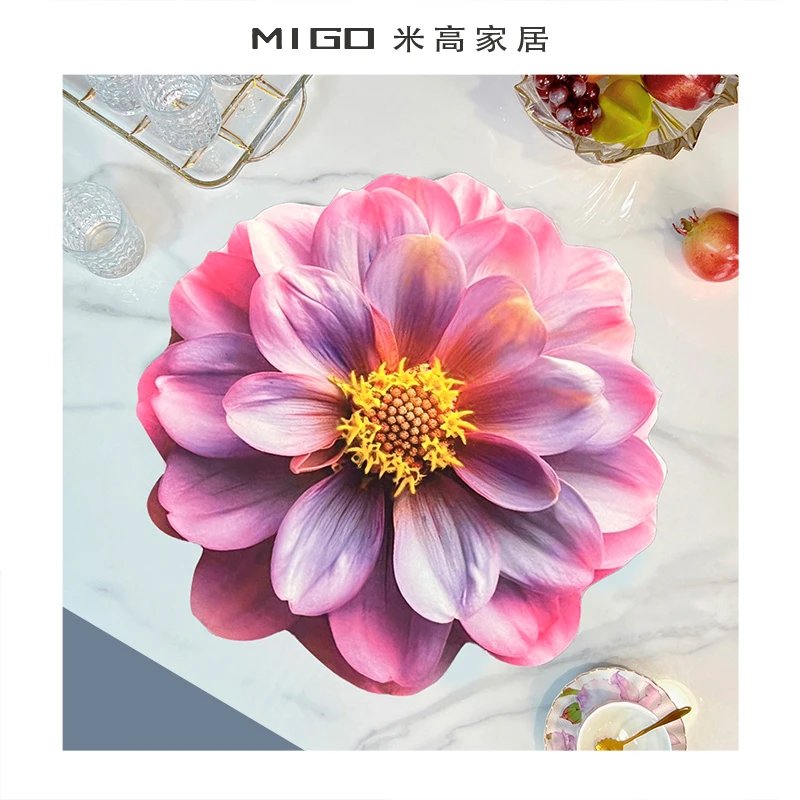 【米高家居】3D立体花卉吸水垫入粉色锦霞地垫硅藻泥浴室速干垫