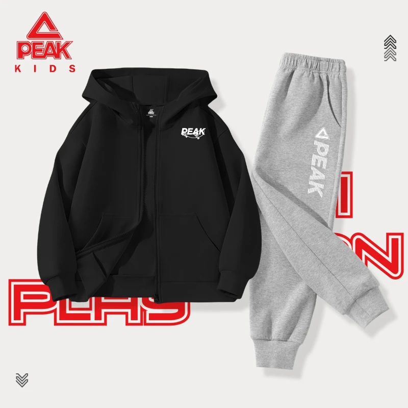 匹克童装男童休闲套装儿童外套裤子两件套秋季新款大童宽松运动服