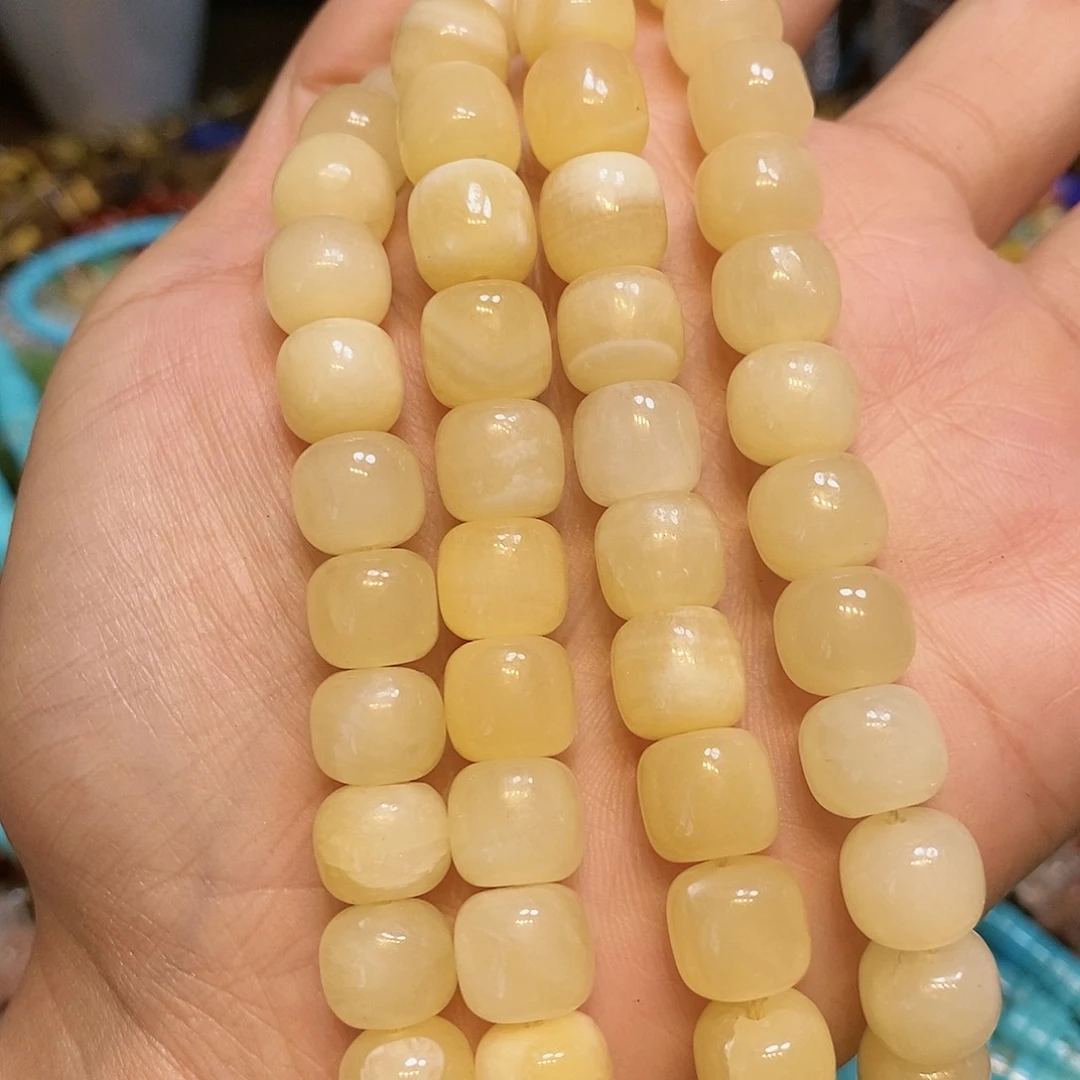玛瑙/玉髓散珠天然黄玉墩墩10mm短条