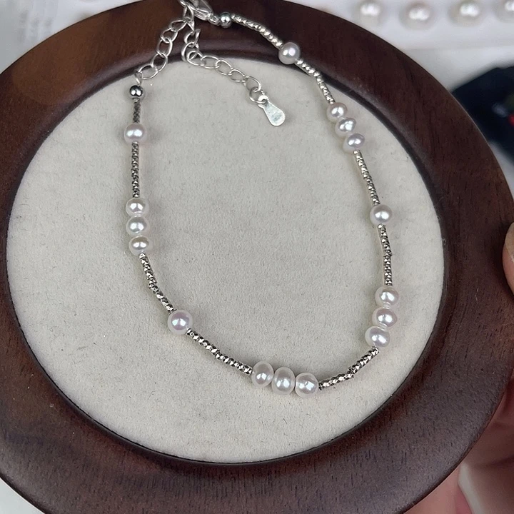 天然珍珠银S925镶嵌淡水珍珠