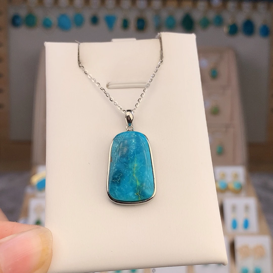 绿松石银S925镶嵌颈饰