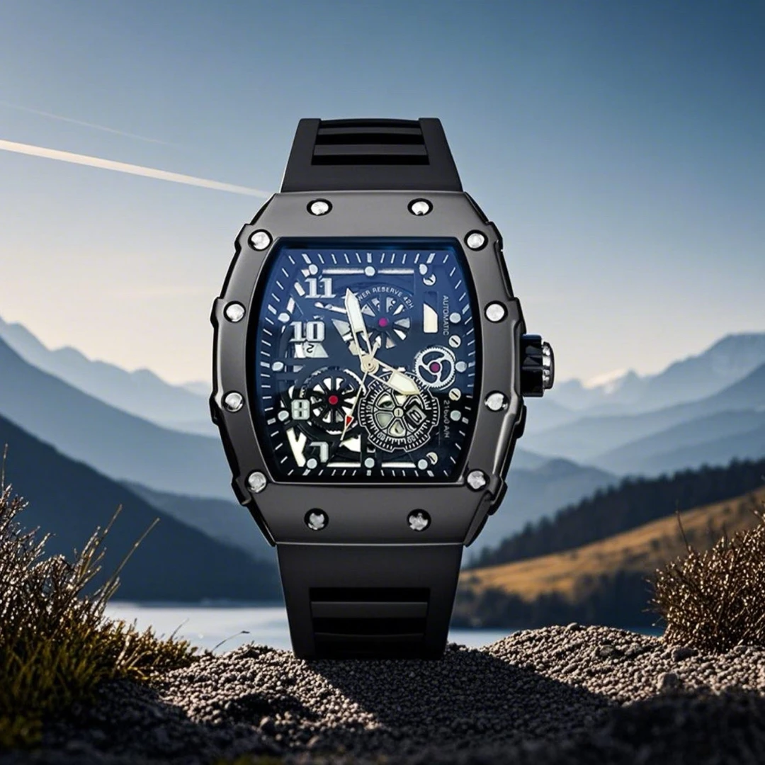 酒桶黑武士黑色胶带腕表