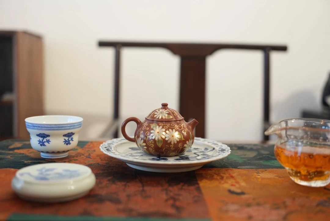 双溪陶【倭瓜壶】原矿朱泥 金银珐琅彩 容量130cc