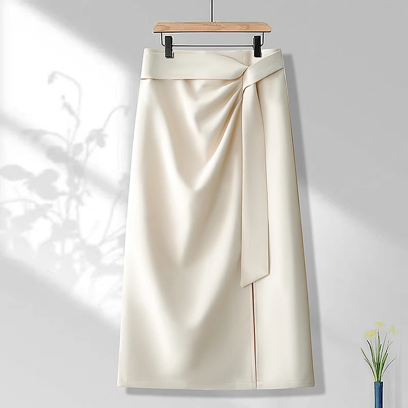 西装半身裙女2025夏季新款气质时尚高腰Aa字开叉中长款一步包臀裙