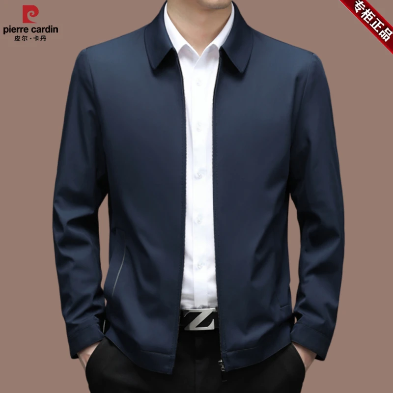 【皮尔卡丹·专注成功男人】翻领休闲男士夹克春秋外套春季高档纯色