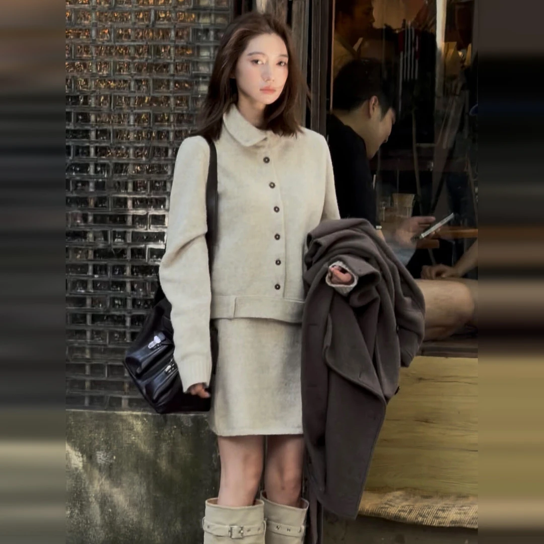 法式针织连衣裙子女2025秋季新款绝美小香风早秋穿搭一整套装长裙