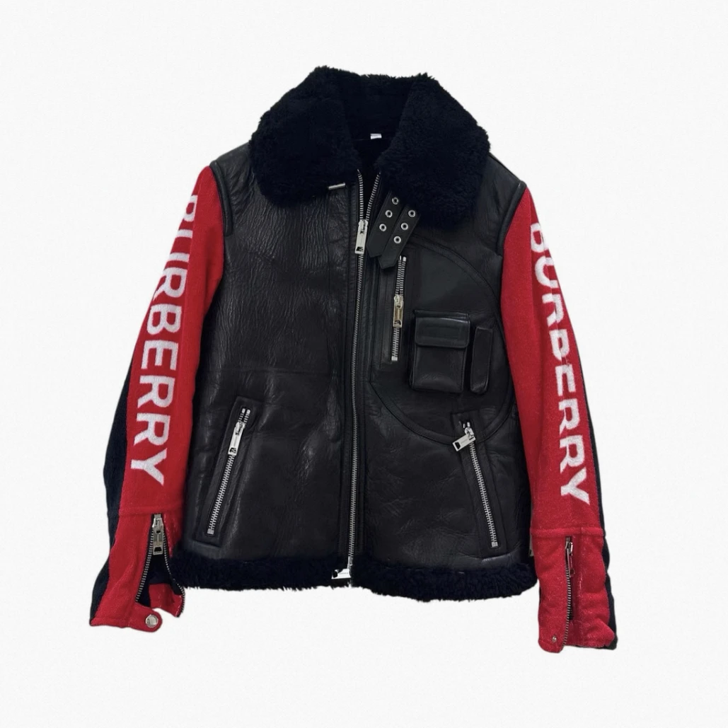 99新 BURBERRY/博柏利 皮毛一体羊羔毛皮衣外套/UK4码/A04873