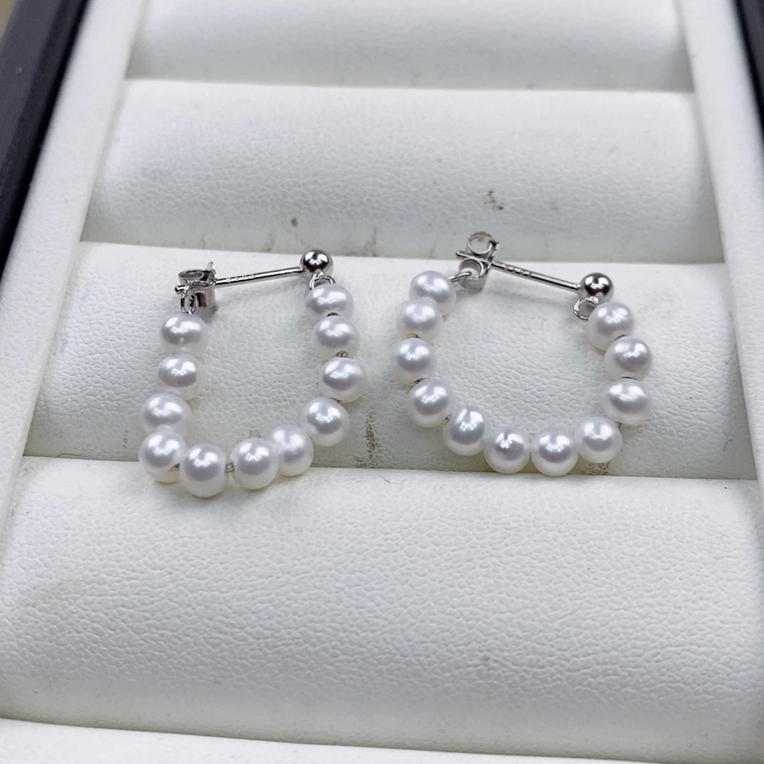 银S925镶嵌耳饰淡水珍珠