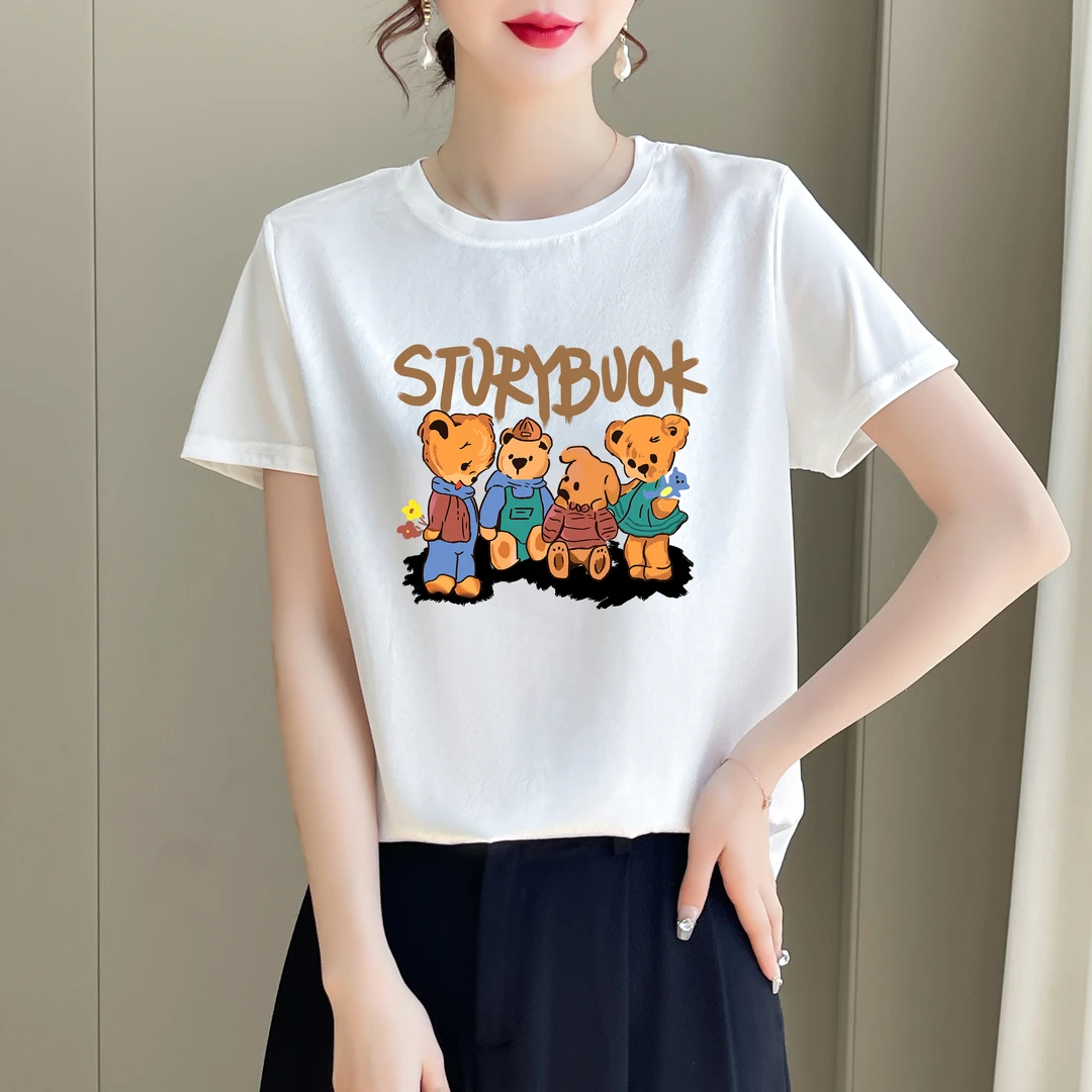 1483新款丝滑缎面冰凉感百搭时尚休闲女T恤AB拼接短袖