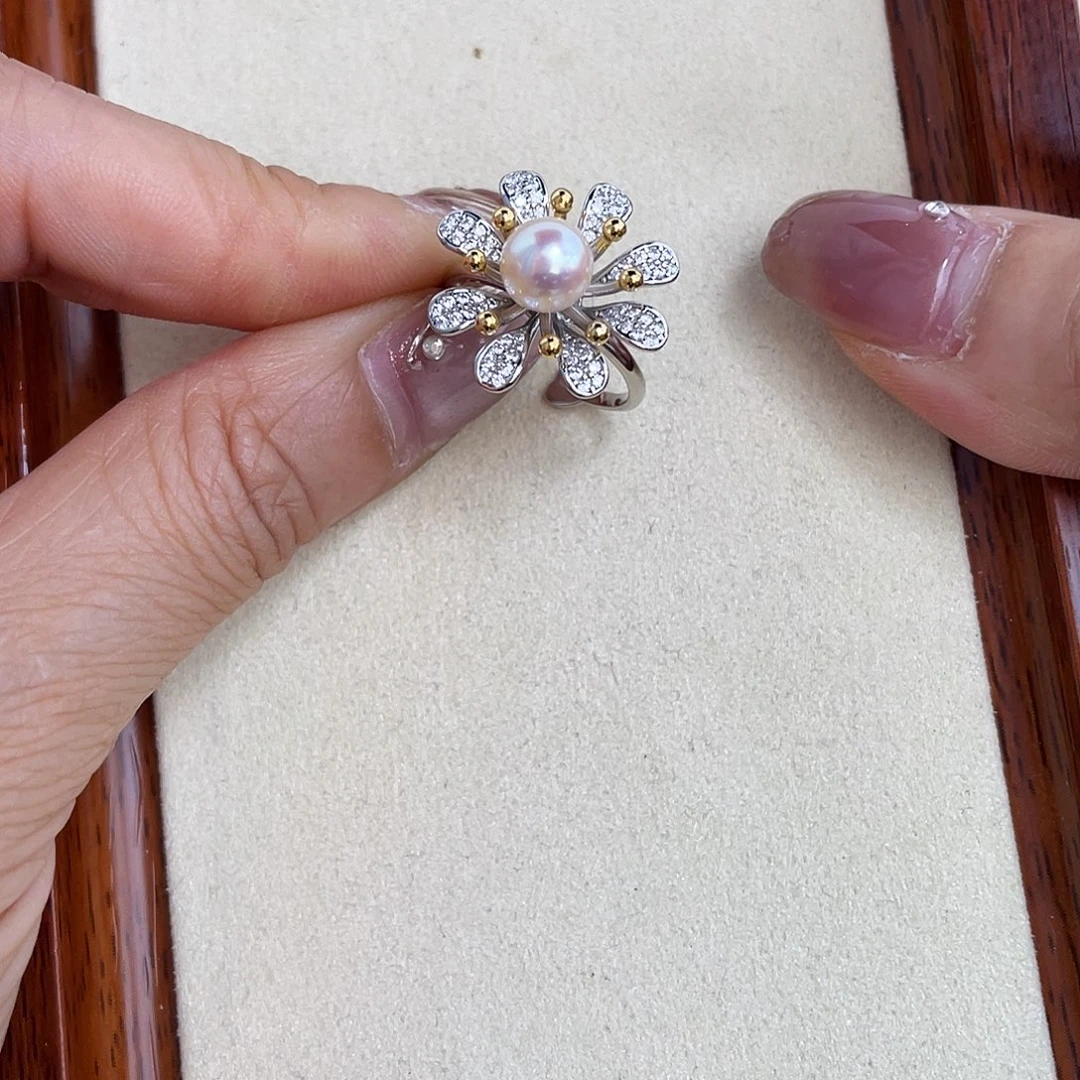 海水珍珠戒指银S925镶嵌