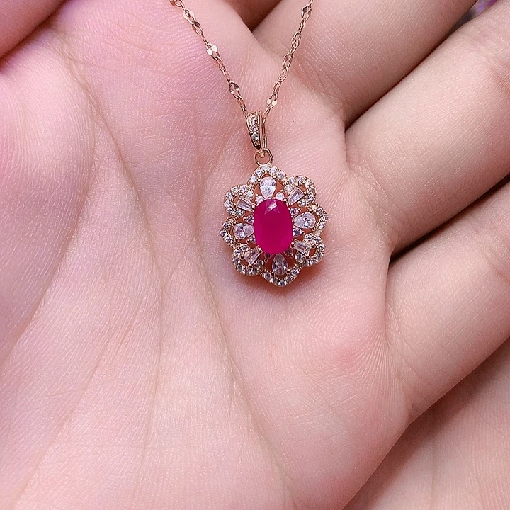 颈饰红宝石银S925镶嵌
