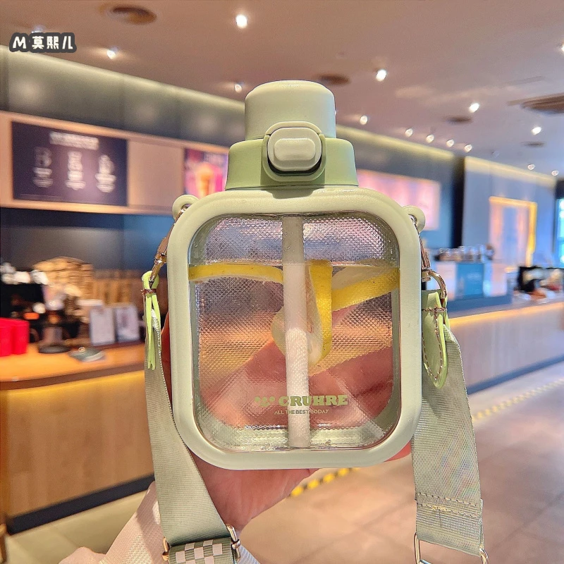 悦希夏季水杯高颜值女生塑料杯子防摔学生运动水壶便携喝水杯子