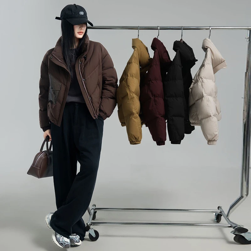冬季女士短款时尚百搭休闲羽绒服女款保暖立领羽绒外套Z1080-1053