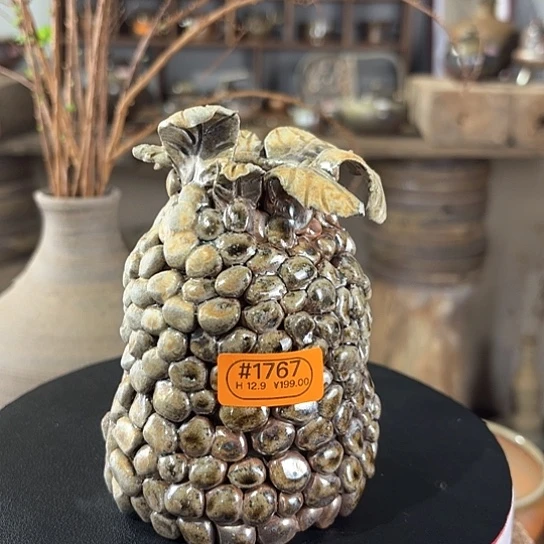 #1767柴烧裸烧窑变玉化花插收纳