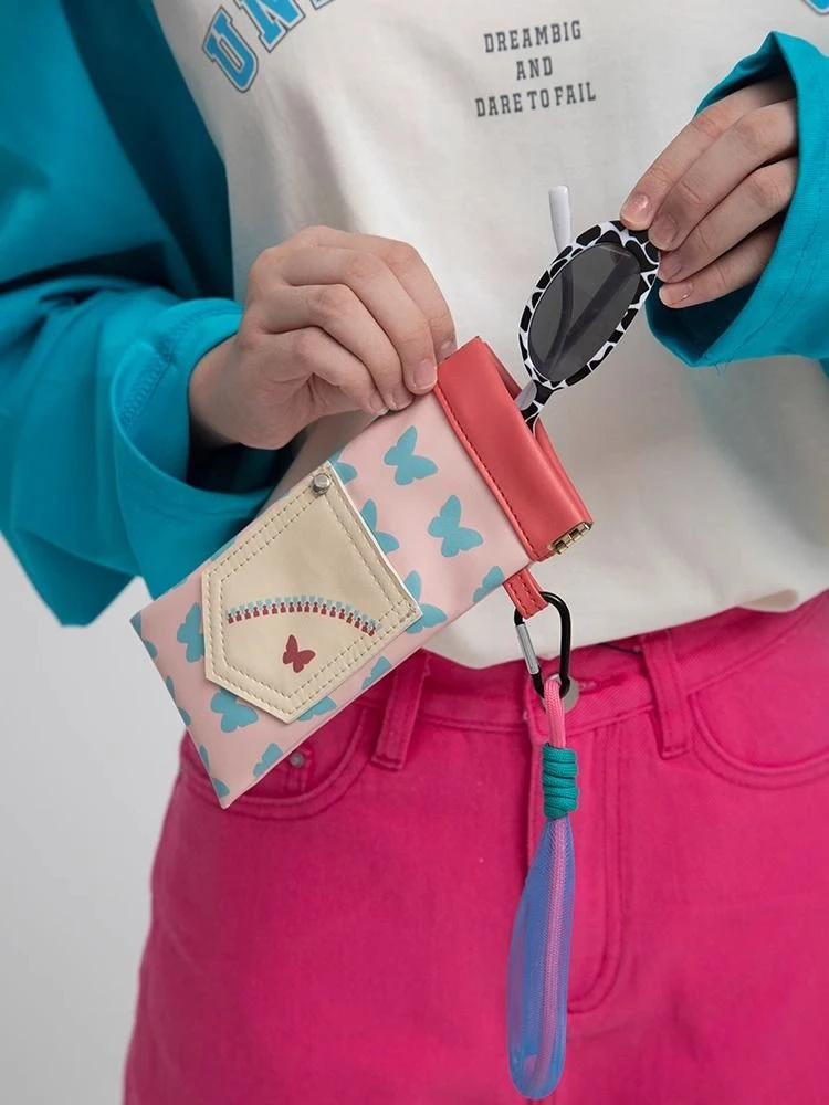 卡通可爱多巴胺眼镜袋女式便携太阳镜近视眼镜带绳创意眼镜收纳袋