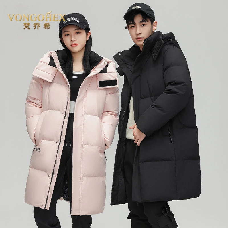 VONGOHEX休闲羽绒服男女冬季加厚新款保暖长款过膝面包服冬装情侣