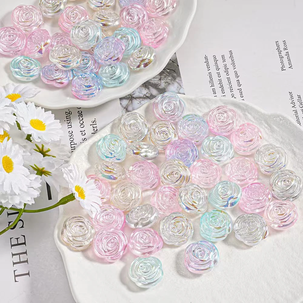 【海蒂加】糖釉幻彩千层玫瑰手工DIY配件透明花朵diy