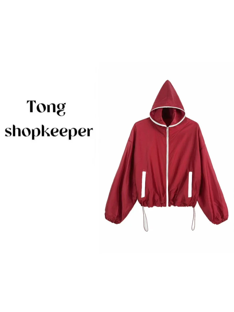 QJ/彤掌柜1681756 夏款25时装秀款进口莱赛尔连帽抽绳防晒外套