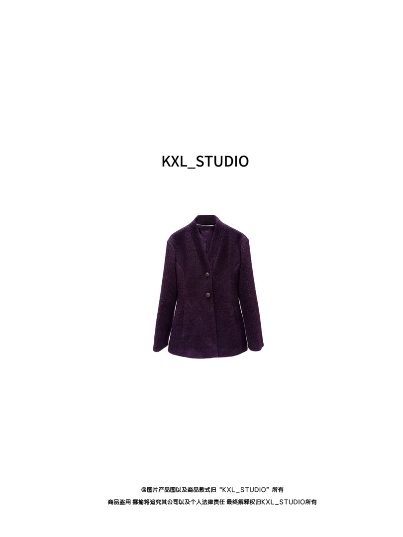 KXL_ STUDIO 【KELE甄选】紫罗兰｜羊毛混纺收腰西服9188