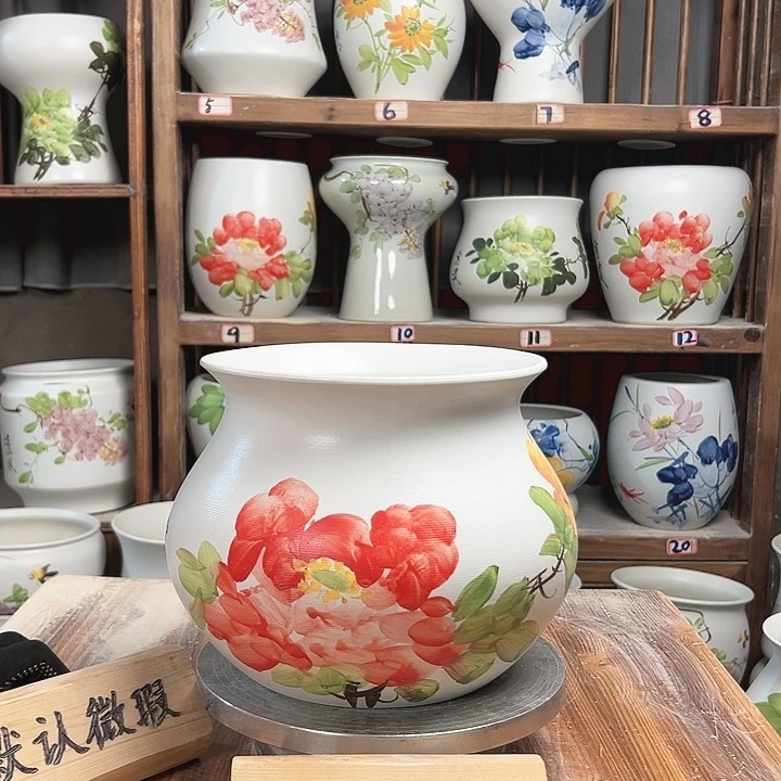 摆件钱袋子牡丹瓷新款陶瓷