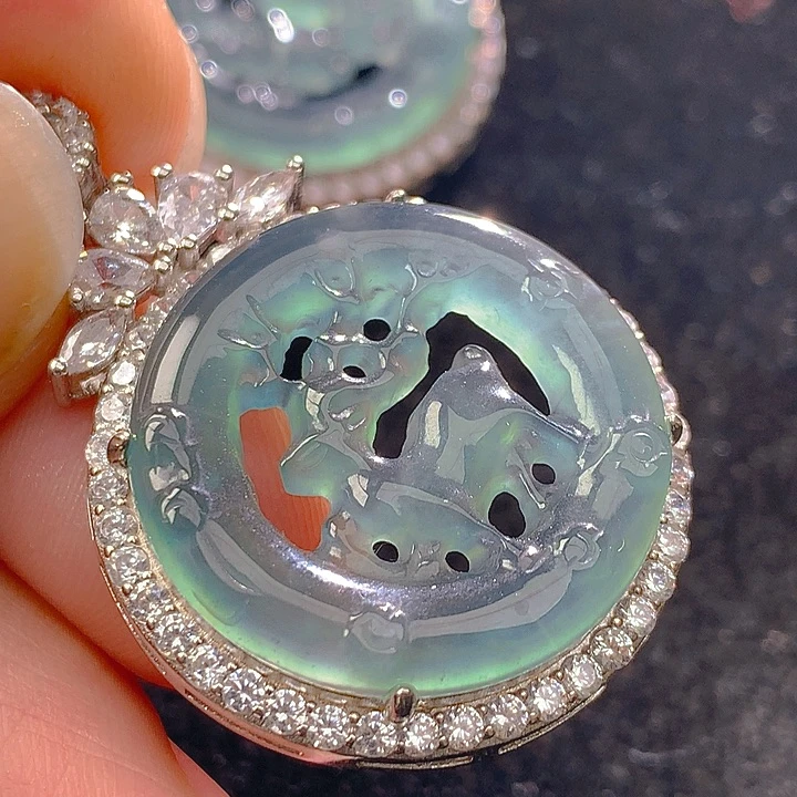 翡翠银S925镶嵌颈饰