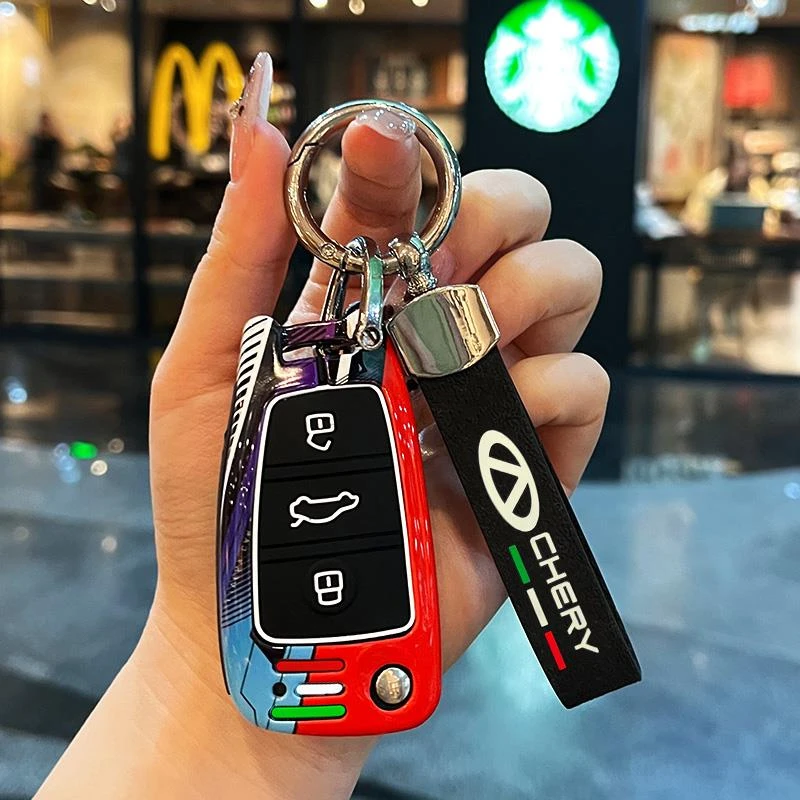 奇瑞钥匙套QQ冰淇淋艾瑞泽5/GX瑞虎3/3X5X小蚂蚁车金属壳扣包男女