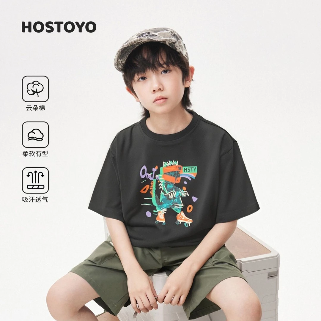 【皇室童缘】男童卡通印花T恤25夏新款圆领短袖上衣17230235127