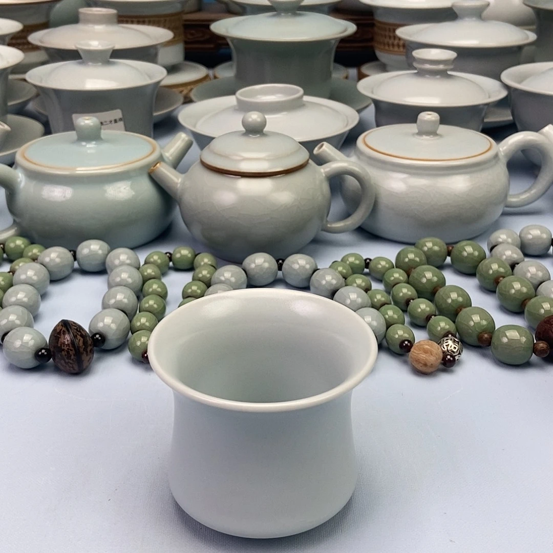 杯仿古月白釉马蹄杯原矿原釉原产地