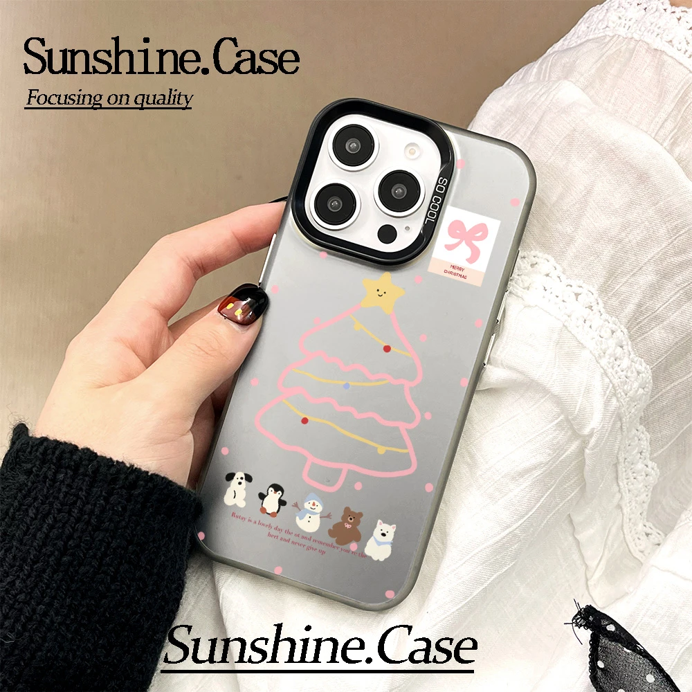 【彩银】粉色圣诞树适用于苹果16promax华为vivo小米oppo防摔手机壳