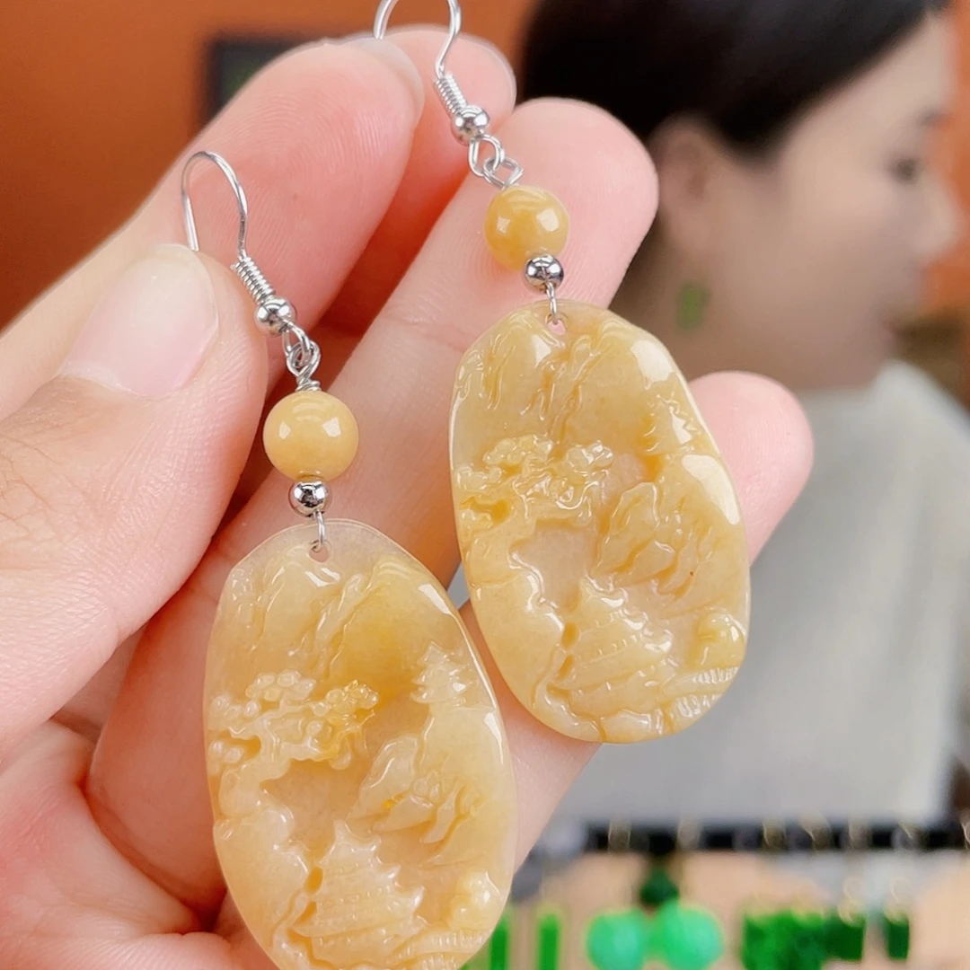 翡翠未镶嵌耳饰饰品