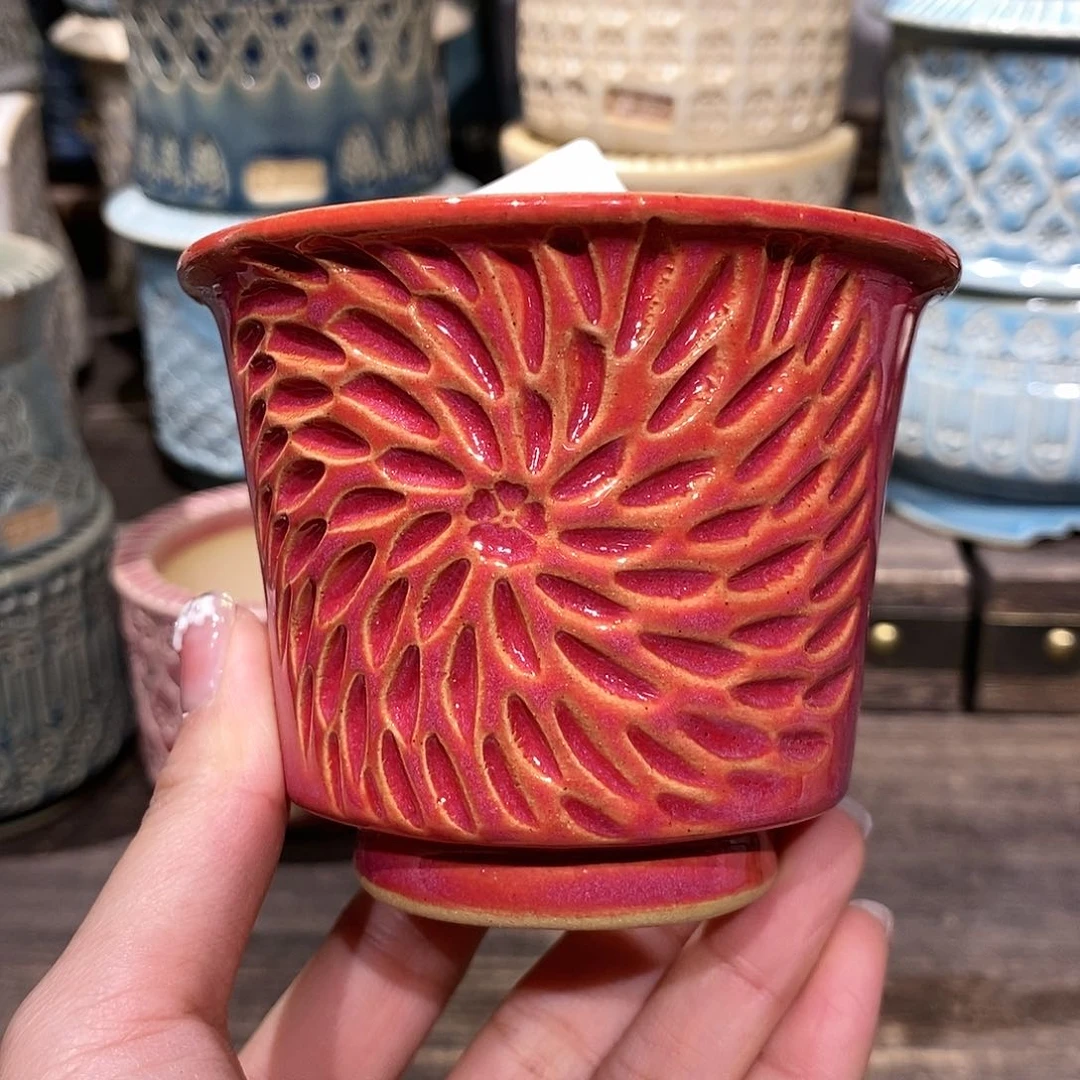 七里烧花盆1-21-025口径7