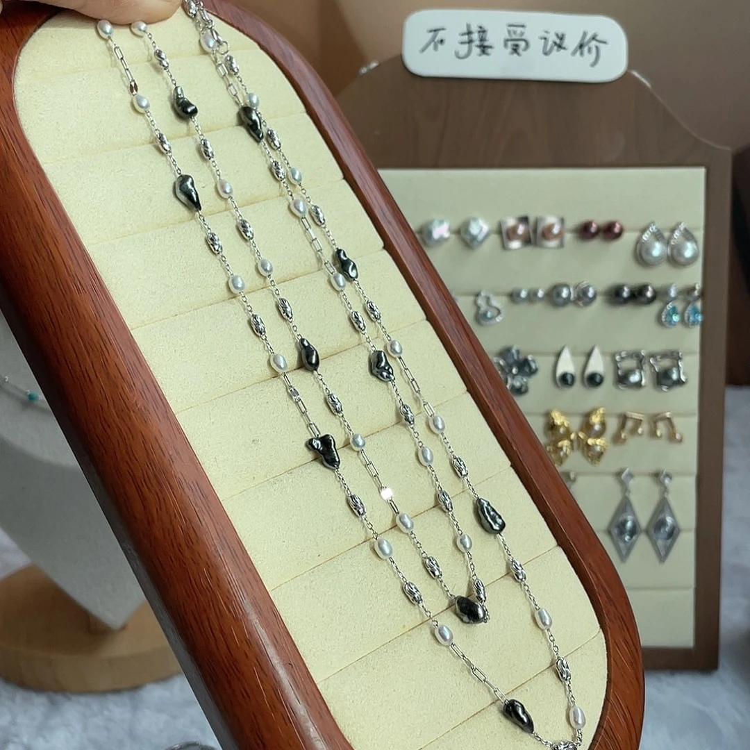 海水珍珠银S925镶嵌颈饰