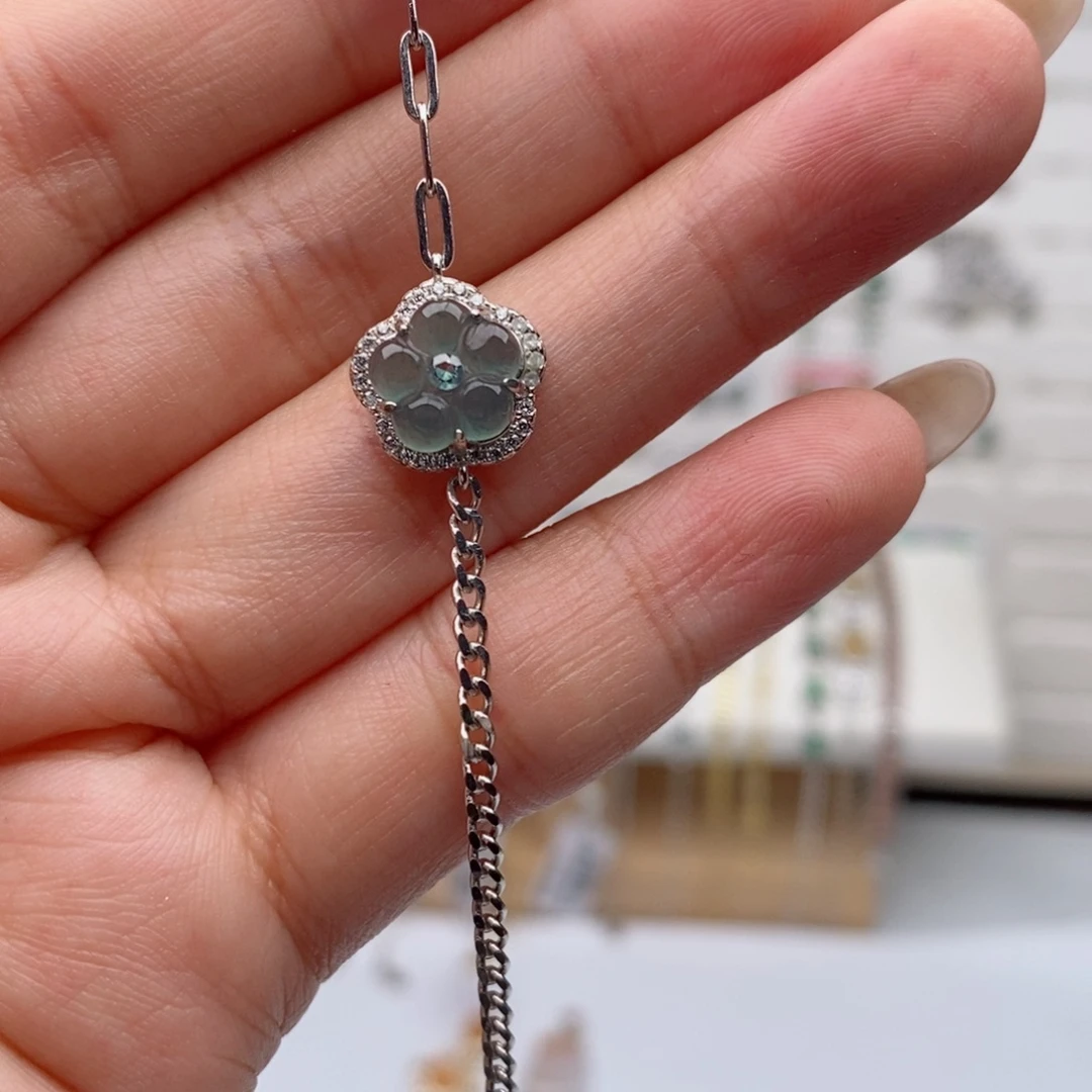 翡翠银S925镶嵌戒指天然翡翠