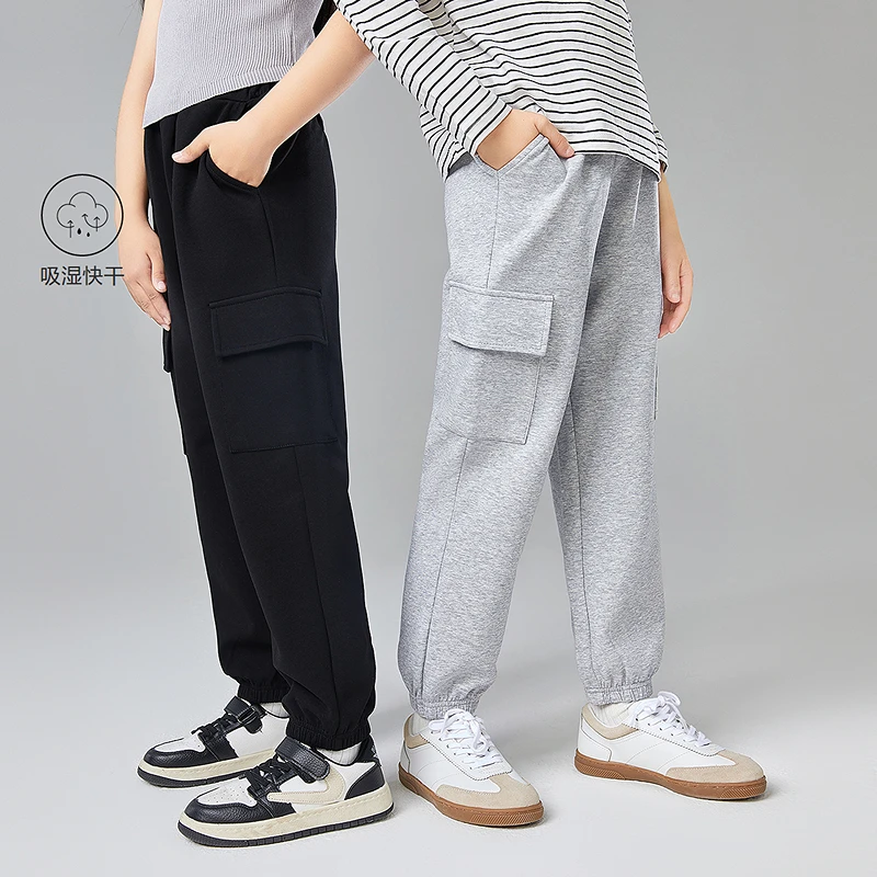 笛莎童装亲子装2025年新款排汗速针织工装宽松束脚裤女童秋季