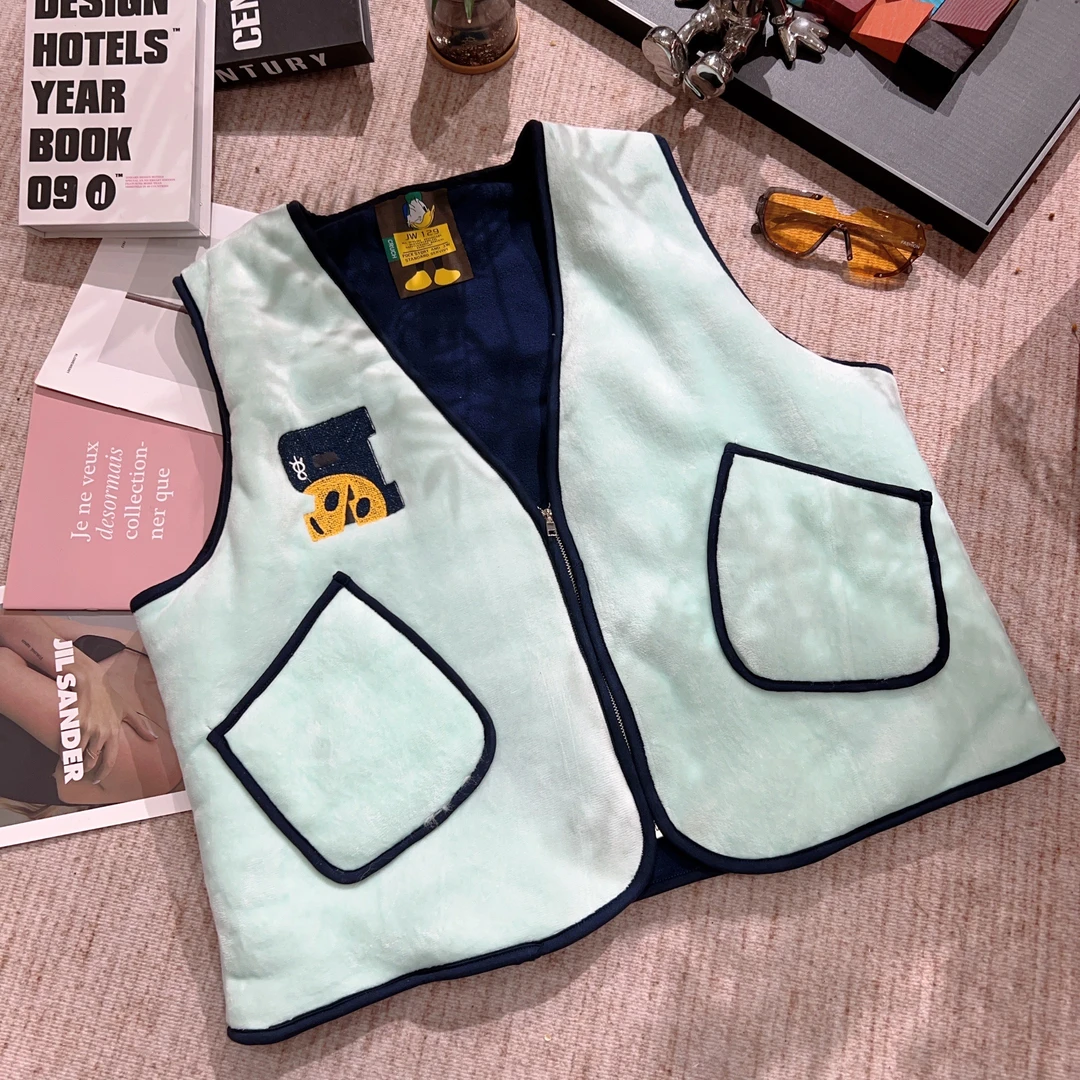 2025年秋冬休闲百搭宽松卡通印花马甲厚外套1284