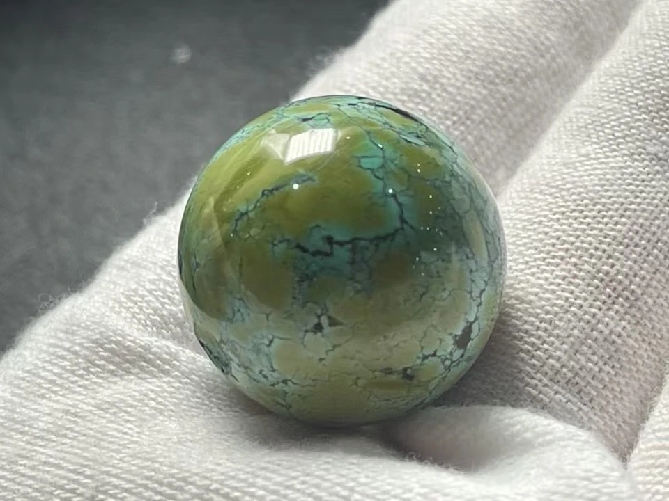 原矿绿松石特色三彩瓷釉级圆珠