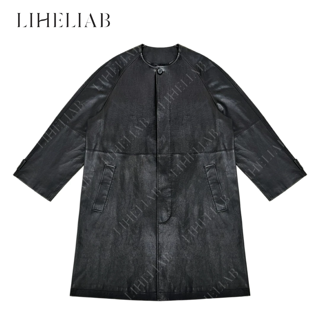 宝儿家 / 极简廓形 早春轻奢进口超波羊皮老钱风拼接皮衣大衣