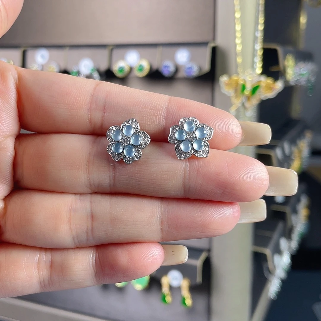 翡翠银S925镶嵌耳饰翡翠