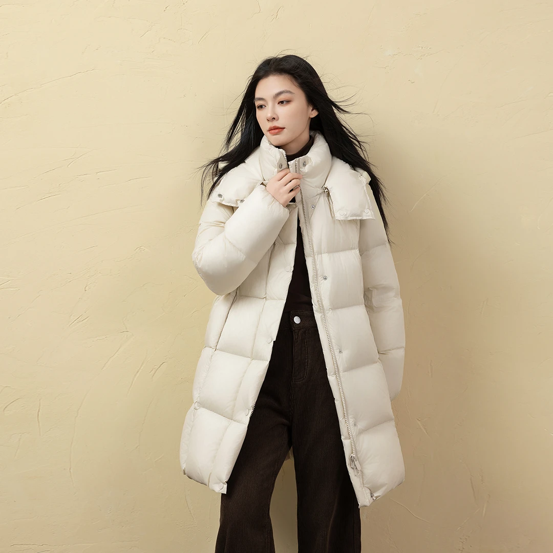 北极绒冬季新款鹅绒服女中长款经典百搭加厚羽绒服GNF25D001E