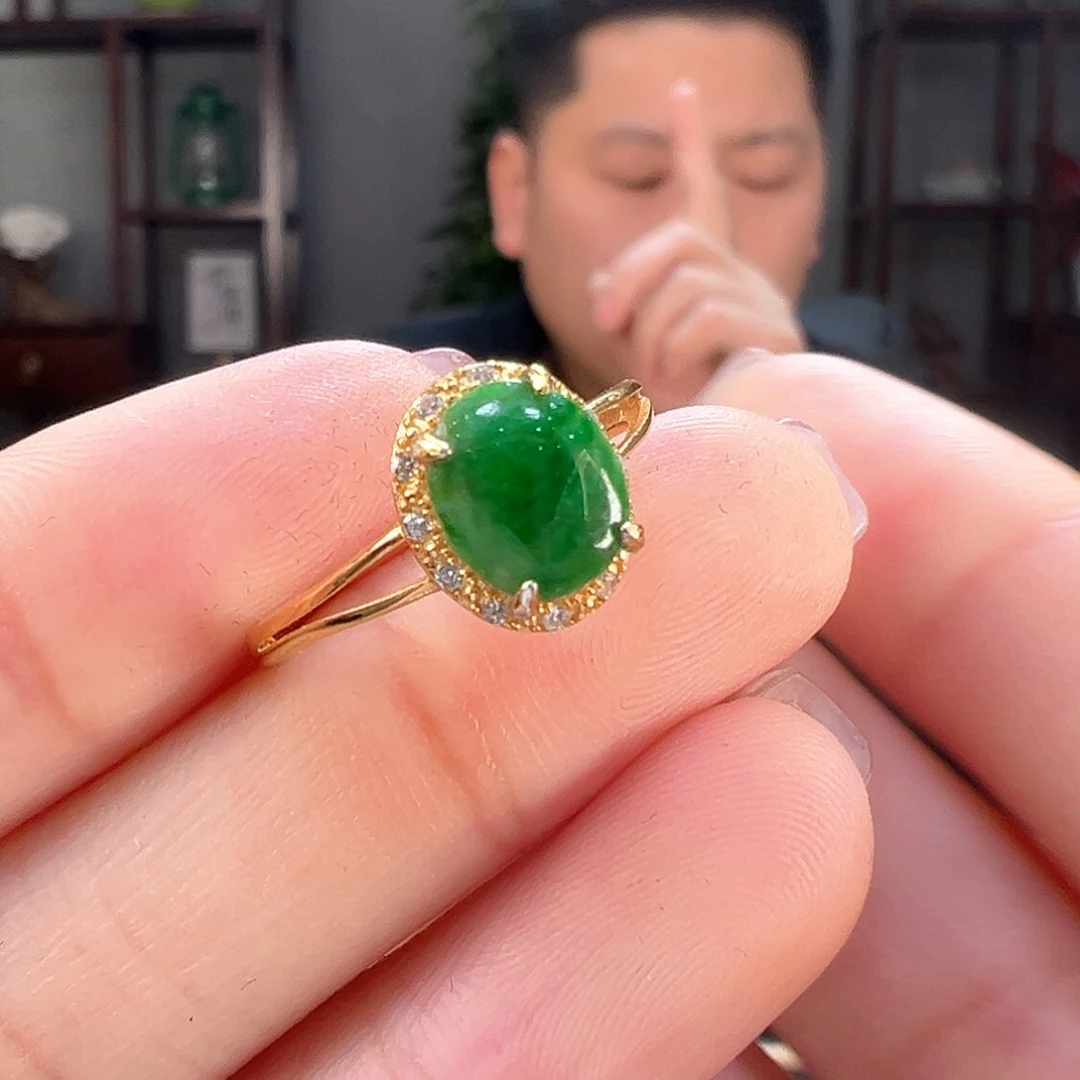 翡翠戒指银S925镶嵌戒指44有纹介意勿拍